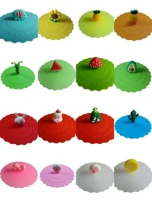 1pc Cartoon Cute Silicone Cup Cover ;Heat-resistant Leak Proof Sealed Tea Coffee Lid Cap ;Dustproof Cup Bottle Cover - Multicolor - View 9