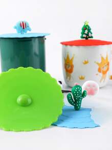 1pc Cartoon Cute Silicone Cup Cover ;Heat-resistant Leak Proof Sealed Tea Coffee Lid Cap ;Dustproof Cup Bottle Cover - Multicolor - View 8