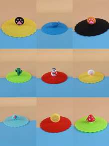 1pc Cartoon Cute Silicone Cup Cover ;Heat-resistant Leak Proof Sealed Tea Coffee Lid Cap ;Dustproof Cup Bottle Cover - Multicolor - View 11
