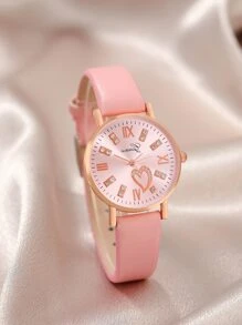 1入組圓形指針石英手錶和3入組首飾套裝 - 粉色 - 查看 5