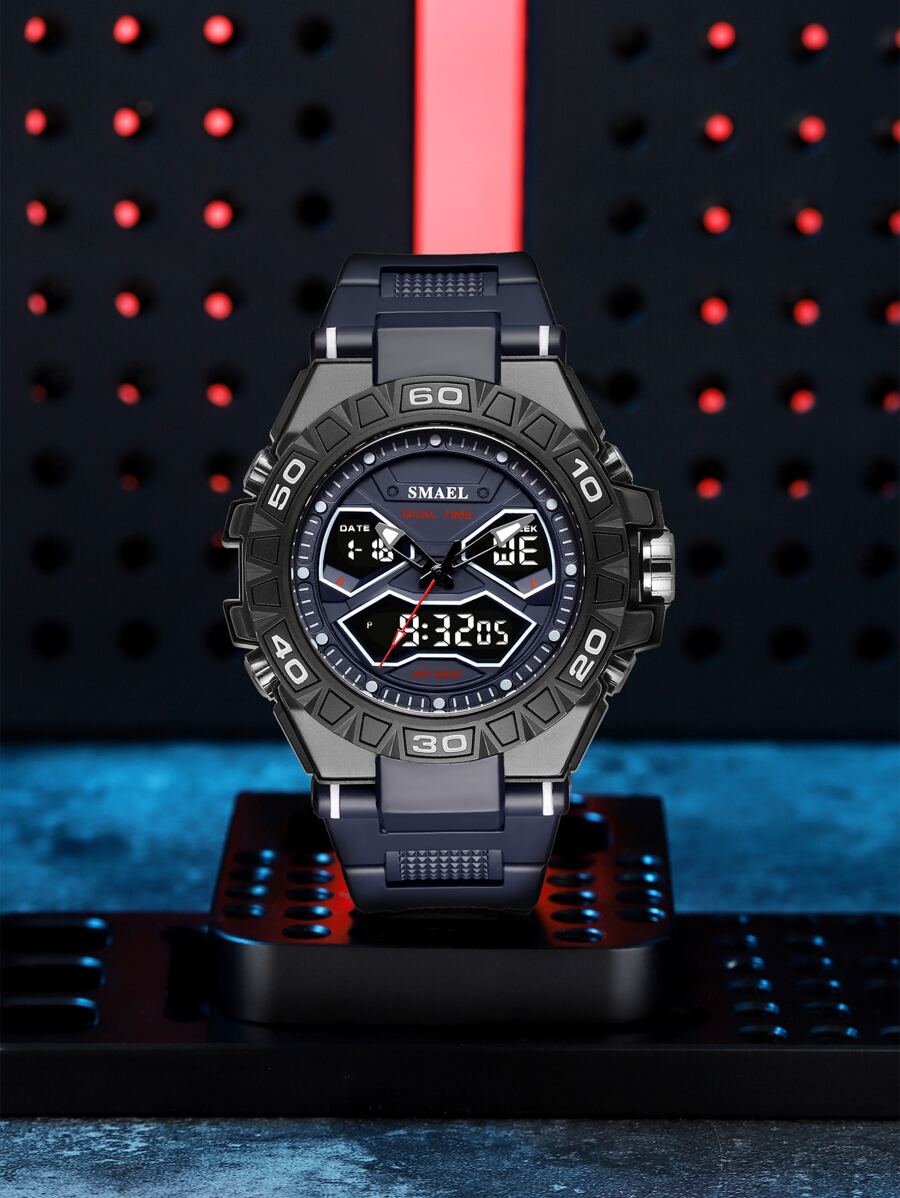 SMAEL 男士雙顯式防水電子錶 - 藍色 - 查看 1