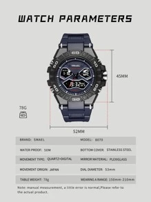 SMAEL 男士雙顯式防水電子錶 - 藍色 - 查看 3