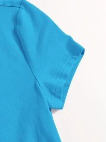 SHEIN EZwear Áo thun nữ màu trơn Giải trí - Màu xanh bạc hà - Xem 3