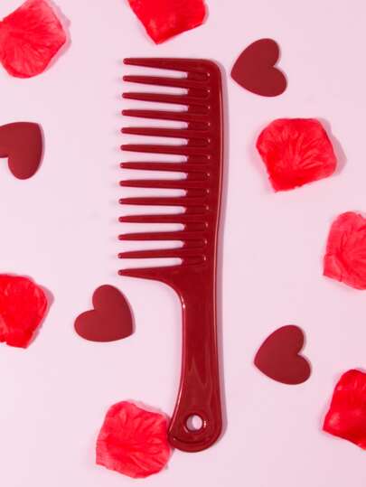 Red Dry & Wet Use Hair Pick Comb, 1pc Large Plastic Classic Wide Tooth Easy Storage Hair Brush/ Hair Comb For All Hair Types, Hair Brush, Comb, Hair Tools, Hair Products And Accessories For Barber Salon Beauty Travel Essentials, Back To School, Travel Holiday Essentials, Hair Accessories For Women, Hair Brush,Hair Brush,Slick Back Brush,Styling Brush,Curly Hair Brush,Edge Brush,Hair Comb,Brush Hair,Hair Brush Set,Comb Hair,Comb For Curls,Detangling Brush,Hair Brush For Women,Hair,Travel,Hair Products,Hair Tools,Hair Stuff,Barber,Barber Accessories,Barbershop,Hairdressing Equipment