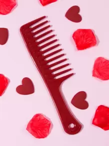 红色干湿两用发梳，1支装，大号塑料经典宽齿，易于收纳，适用于所有发质，发梳，梳子，美发工具，美发产品及配件，理发店美容旅行必备，返校季，旅行度假必备，女士美发配件，发梳，梳子，后梳，造型梳，卷发梳，边缘梳，发梳，梳子，发梳套装，梳子，卷发梳，解结梳，女士发梳，头发，旅行，美发产品，美发工具，美发用品，理发师，理发师配件，理发店，美发设备 - 酒紅色 - 查看 3