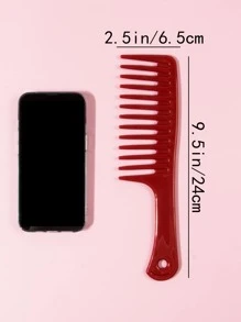 红色干湿两用发梳，1支装，大号塑料经典宽齿，易于收纳，适用于所有发质，发梳，梳子，美发工具，美发产品及配件，理发店美容旅行必备，返校季，旅行度假必备，女士美发配件，发梳，梳子，后梳，造型梳，卷发梳，边缘梳，发梳，梳子，发梳套装，梳子，卷发梳，解结梳，女士发梳，头发，旅行，美发产品，美发工具，美发用品，理发师，理发师配件，理发店，美发设备 - 酒紅色 - 查看 5