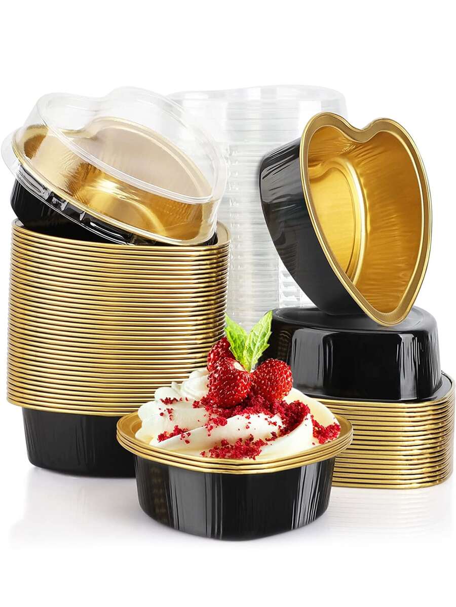 3 piezas Molde para pasteles en forma de corazón con tapa - Negro - Ver 1