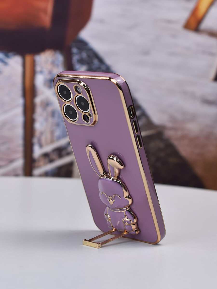 素色手機殼帶兔子設計支架 - 彩色 - 查看 1