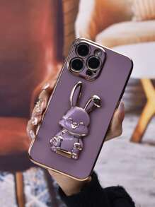 素色手機殼帶兔子設計支架 - 彩色 - 查看 3