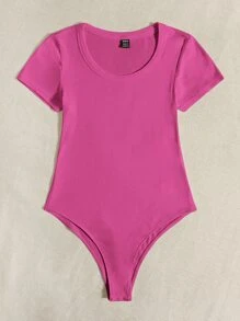 SHEIN EZwear Casual Eenkleurig Dames body's Geplisseerde