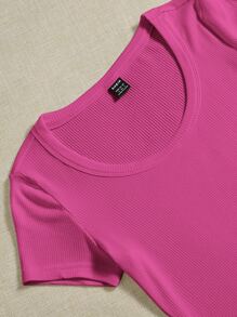 SHEIN EZwear Casual Eenkleurig Dames body's Geplisseerde