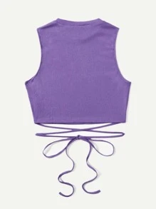 SHEIN EZwear 十字交叉後綁帶短款背心 - 紫羅蘭色 - 查看 3