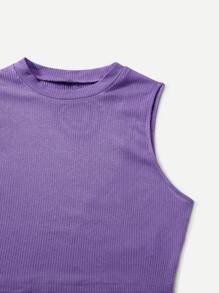 SHEIN EZwear 十字交叉後綁帶短款背心 - 紫羅蘭色 - 查看 5