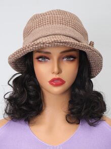 Natural Short Curly Synthetic Wig With Hat - Black - View 1
