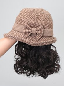 Natural Short Curly Synthetic Wig With Hat - Black - View 5