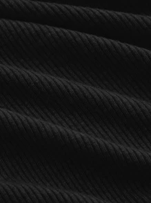 SHEIN ICON Lettuce Trim Cut Out Flounce Sleeve 2 In 1 Crop Tee - Black - View 4