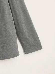 SHEIN LUNE 大碼素色高領T恤 - 灰色 - 查看 3