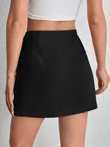SHEIN EZwear Solid High Waist Skirt