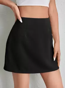 SHEIN EZwear Solid High Waist Skirt