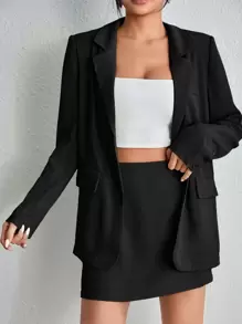 SHEIN EZwear Solid High Waist Skirt