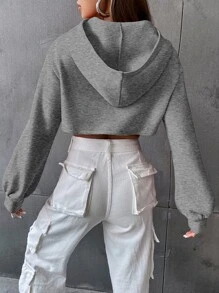 SHEIN Coolane 落肩袖超短款連帽衫不附帶吊帶內搭