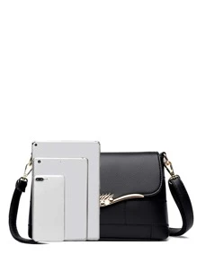 Túi vai màu trơn Có thể điều chỉnh được Thanh lịch - màu đen - Xem 3