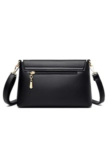 Túi vai màu trơn Có thể điều chỉnh được Thanh lịch - màu đen - Xem 4