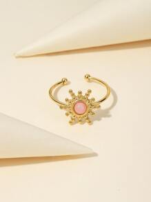 1 chiếc nhẫn thép không gỉ mạ vàng 14K lấy cảm hứng từ Dopamine phong cách Baroque bằng đá tự nhiên có thể điều chỉnh, thích hợp để đeo hàng ngày cho phụ nữ, làm quà tặng - Nhiều màu - Xem 2