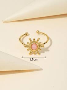 1 chiếc nhẫn thép không gỉ mạ vàng 14K lấy cảm hứng từ Dopamine phong cách Baroque bằng đá tự nhiên có thể điều chỉnh, thích hợp để đeo hàng ngày cho phụ nữ, làm quà tặng - Nhiều màu - Xem 3