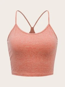 SHEIN EZwear Space Dye Crop Cami Top - Coral Orange - View 1
