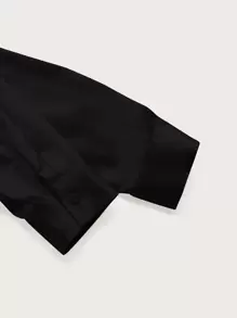 SHEIN Essnce Women Blouses Asimetris Tombol Depan Plain Anggun - Hitam - View 4