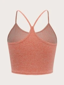SHEIN EZwear Space Dye Crop Cami Top - Coral Orange - View 2