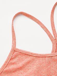 SHEIN EZwear Space Dye Crop Cami Top - Coral Orange - View 4