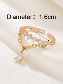 Anillo abierto con diamante de imitación gota de agua accesorio - Amarillo Oro - Ver 3
