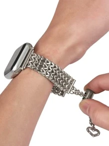 不銹鋼手錶帶，適用於Apple手錶38/40/41/42/44/45/49mm女性/女孩時尚美麗的可愛閃亮金屬手鐲更換皮帶，適用於Apple手錶系列8 7 6 5 4 3 2 1 Se。獨特的心形設計更加優秀，充滿女性魅力。304不鏽鋼手錶帶，堅固，精緻，舒適，適合5.5-8.1英寸女性手腕。閃亮的珠寶手鐲手錶帶讓您的手錶更加精美。帶有扣子和拉繩鎖的鏈帶可以輕鬆調節，無需工具，適合生日，婚禮，聖誕節，情人節，感恩節和其他節日禮物。它將給您的家人，朋友或心愛的人帶來驚喜。請注意：這只是一個用於Apple手錶的替換帶，不是手錶本身！ - 香檳色 - 查看 4