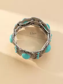 1pc Vintage & Fashionable Colorful Turquoise Bracelet For Women, A Great Gift For Couples - Multicolor - View 5