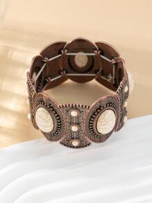 1pc Women's Vintage Fashion Multi-color Turquoise Beaded Bracelet, A Perfect Gift For Couples - Multicolor - View 3