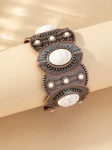 1pc Women's Vintage Fashion Multi-color Turquoise Beaded Bracelet, A Perfect Gift For Couples - Multicolor - View 4