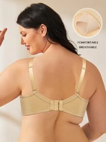 WINGSLOVE Plus Size Contrast Lace Full Coverage Bra - Apricot - View 2