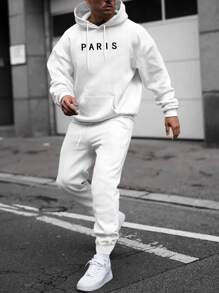 Manfinity Homme Bộ hai mảnh Nam Dây kéo Lá thư Giải trí - trắng - Xem 1