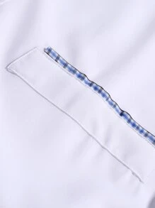 Manfinity Mode Men Plaid Trim Button Up Shirt - White - View 4