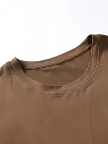 Manfinity Homme Áo Phông Nam Vừa Vặn Cổ Tròn Tay Ngắn Graphic Tee Chữ Đồ Họa Thường Ngày Mùa Hè Polyester - màu nâu - Xem 4