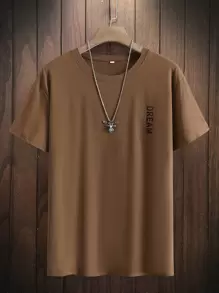 Manfinity Homme Áo Phông Nam Vừa Vặn Cổ Tròn Tay Ngắn Graphic Tee Chữ Đồ Họa Thường Ngày Mùa Hè Polyester - màu nâu - Xem 2