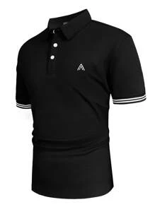 Manfinity Homme Men Striped Trim Polo Shirt - Black - View 3