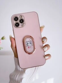 Plain Phone Case With Ring Holder - Pink - View 2