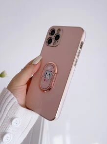 Plain Phone Case With Ring Holder - Pink - View 3