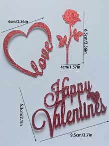 3入組金屬亮絲心和花朵設計蛋糕裝飾 - 金色 - 查看 2