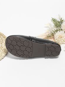 Buckle Decor Braided Detail Mule Flats - Black - View 6
