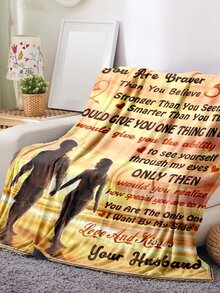 1pc Slogan & Figure Graphic Blanket - Multicolor - View 3