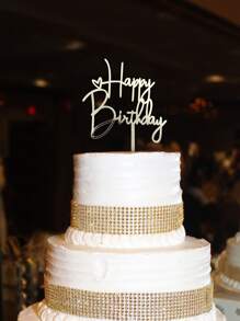 1/3/5/10/20 件生日快乐蛋糕装饰星形生日蛋糕装饰生日快乐蛋糕装饰银色生日快乐蛋糕装饰 - 銀色 - 查看 1